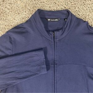 Travis Mathew Mens Large Newport Full Zip Navy Golf Fleece Pullover Sweatshirt